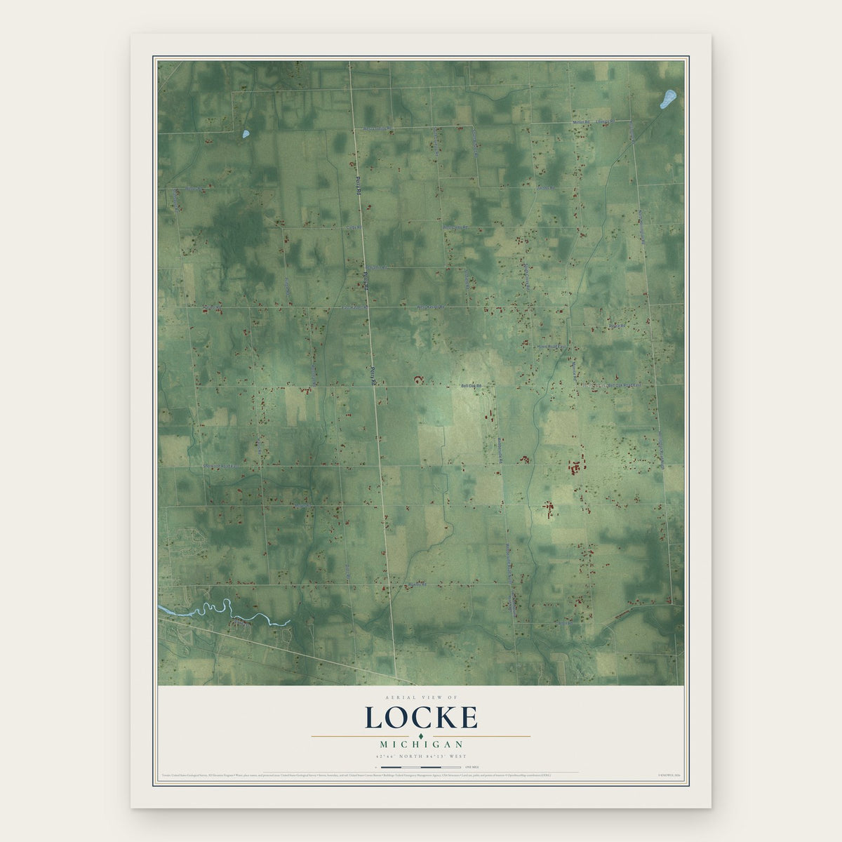 Locke, Michigan map print, the full design