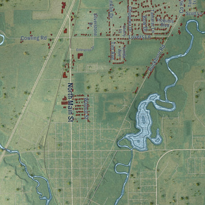 Close-up of the map of Lockport, Michigan print showing street and building detail
