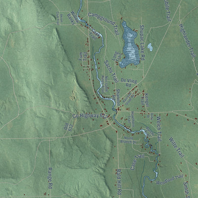 Close-up of the map of Lovells, Michigan print showing street and building detail