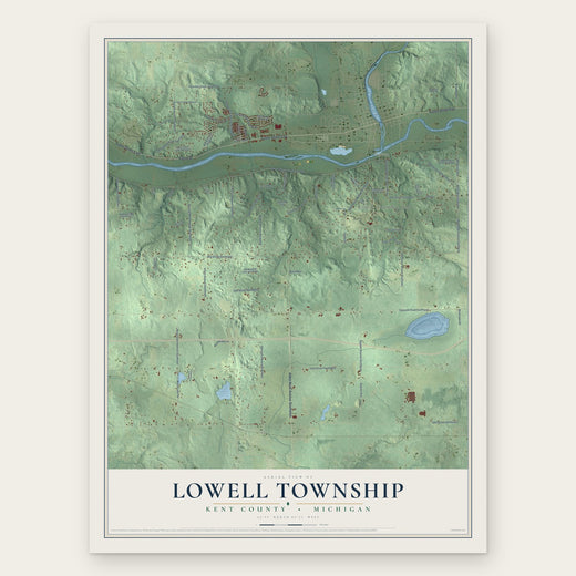 Lowell Township, Michigan map print, the full design