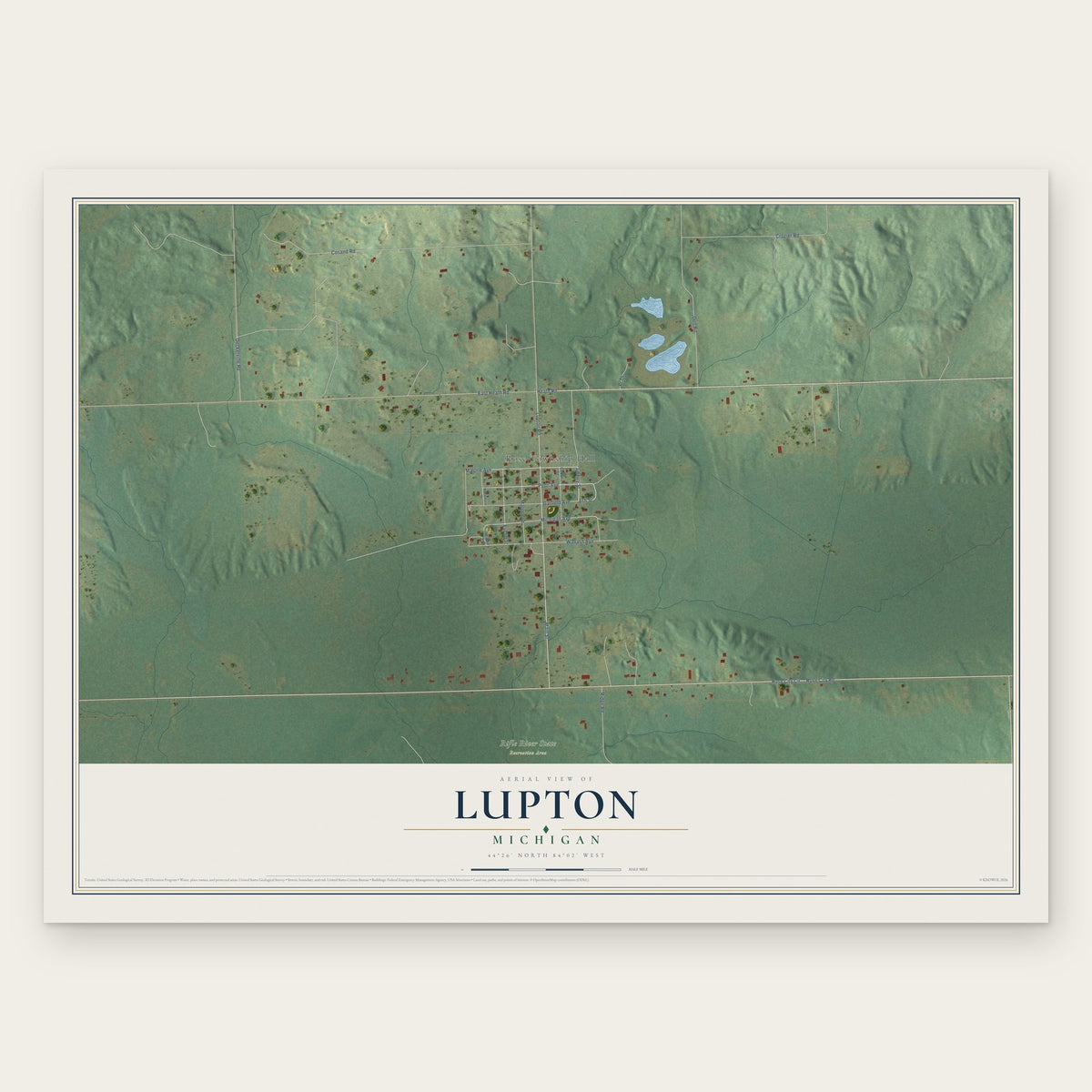 Lupton, Michigan map print, the full design