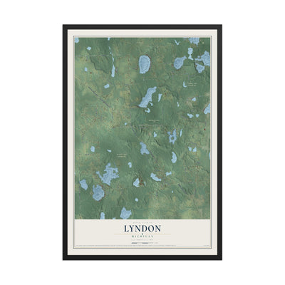 Map of Lyndon, Michigan, 12 x 18 inch print in a black wood frame