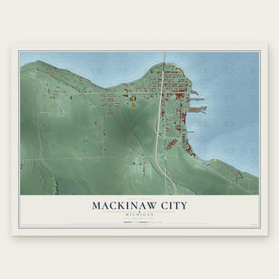 Mackinaw City, Michigan map print, the full design