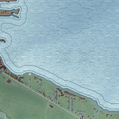 Close-up of the map of Mackinaw, Michigan print showing street and building detail