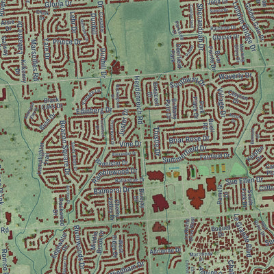 Close-up of the map of Macomb, Michigan print showing street and building detail
