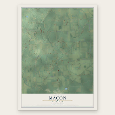 Macon, Michigan map print, the full design
