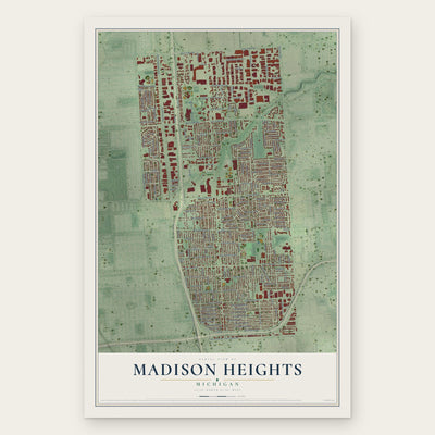 Madison Heights, Michigan map print, the full design
