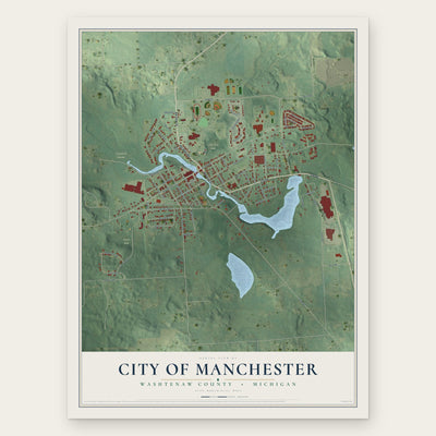 Manchester, Michigan map print, the full design