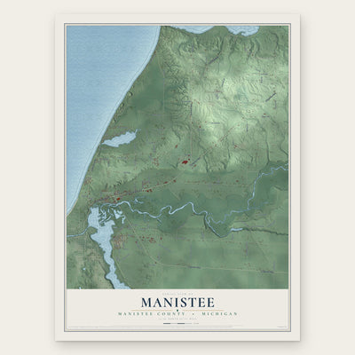 Manistee, Manistee County, Michigan map print, the full design