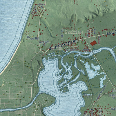 Close-up of the map of Manistee, Manistee County, Michigan print showing street and building detail