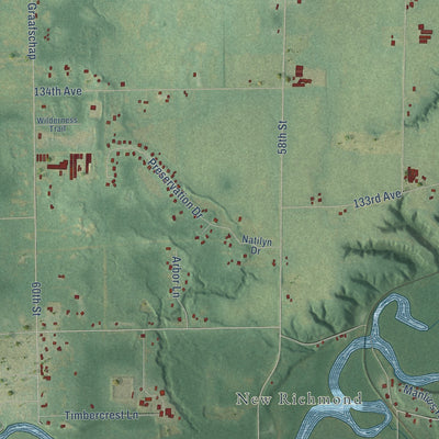 Close-up of the map of Manlius, Michigan print showing street and building detail