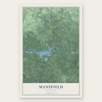 Mansfield, Michigan map print, the full design