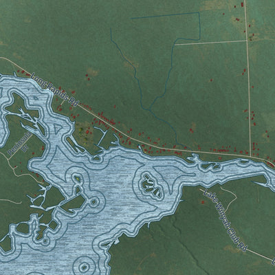 Close-up of the map of Maple Ridge, Alpena County, Michigan print showing street and building detail