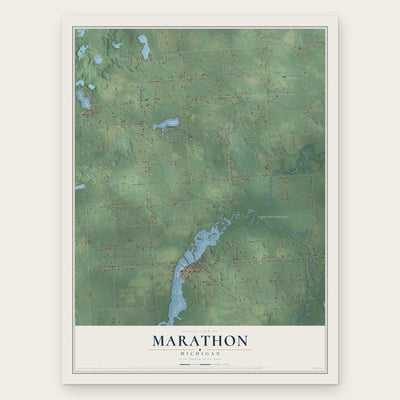 Marathon, Michigan map print, the full design