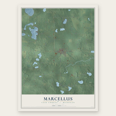 Marcellus, Cass County, Michigan map print, the full design