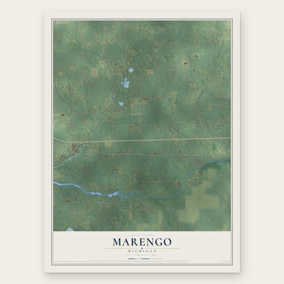 Marengo, Michigan map print, the full design