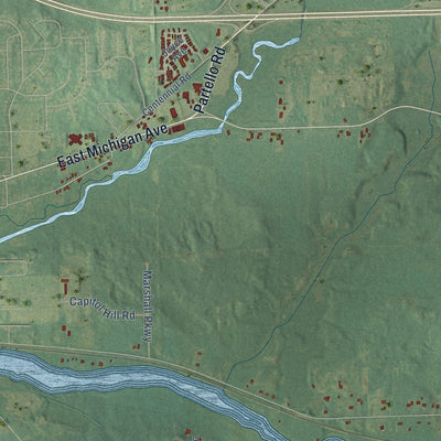 Close-up of the map of Marengo, Michigan print showing street and building detail