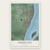 Marine City, Michigan map print, the full design