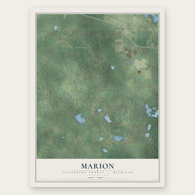 Marion, Livingston County, Michigan map print, the full design