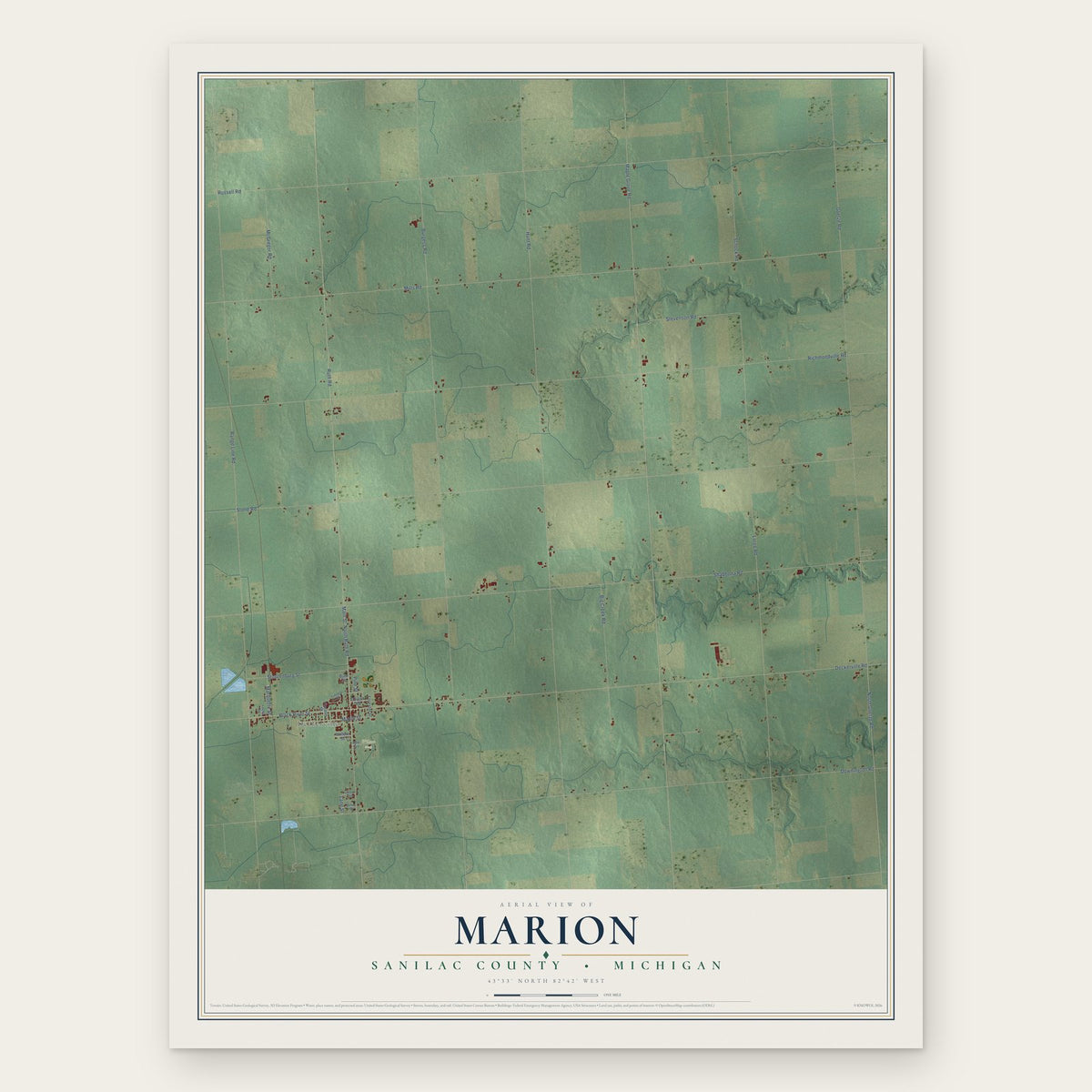 Marion, Sanilac County, Michigan map print, the full design