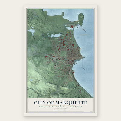 Marquette, Michigan map print, the full design