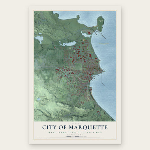 Marquette, Michigan map print, the full design