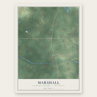 Marshall, Calhoun County, Michigan map print, the full design