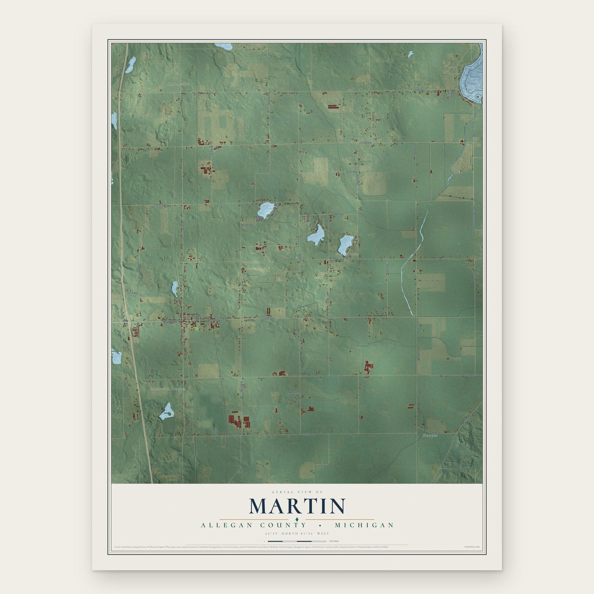 Martin, Allegan County, Michigan map print, the full design