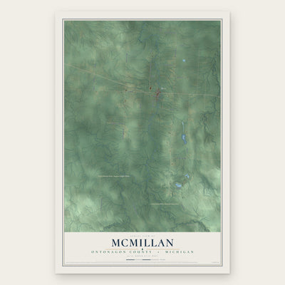 McMillan, Ontonagon County, Michigan map print, the full design