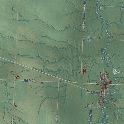 Close-up of the map of McMillan, Ontonagon County, Michigan print showing street and building detail