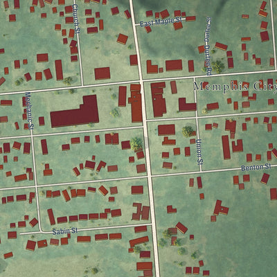 Close-up of the map of Memphis, Michigan print showing street and building detail