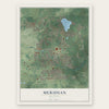 Meridian, Michigan map print, the full design