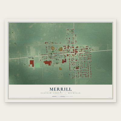 Merrill, Saginaw County, Michigan map print, the full design