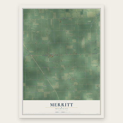 Merritt, Michigan map print, the full design