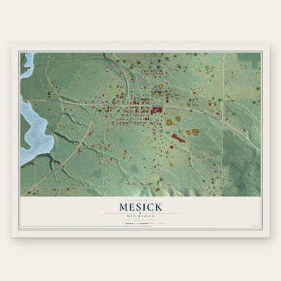 Mesick, Michigan map print, the full design