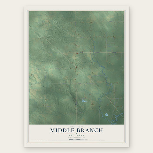 Middle Branch, Michigan map print, the full design