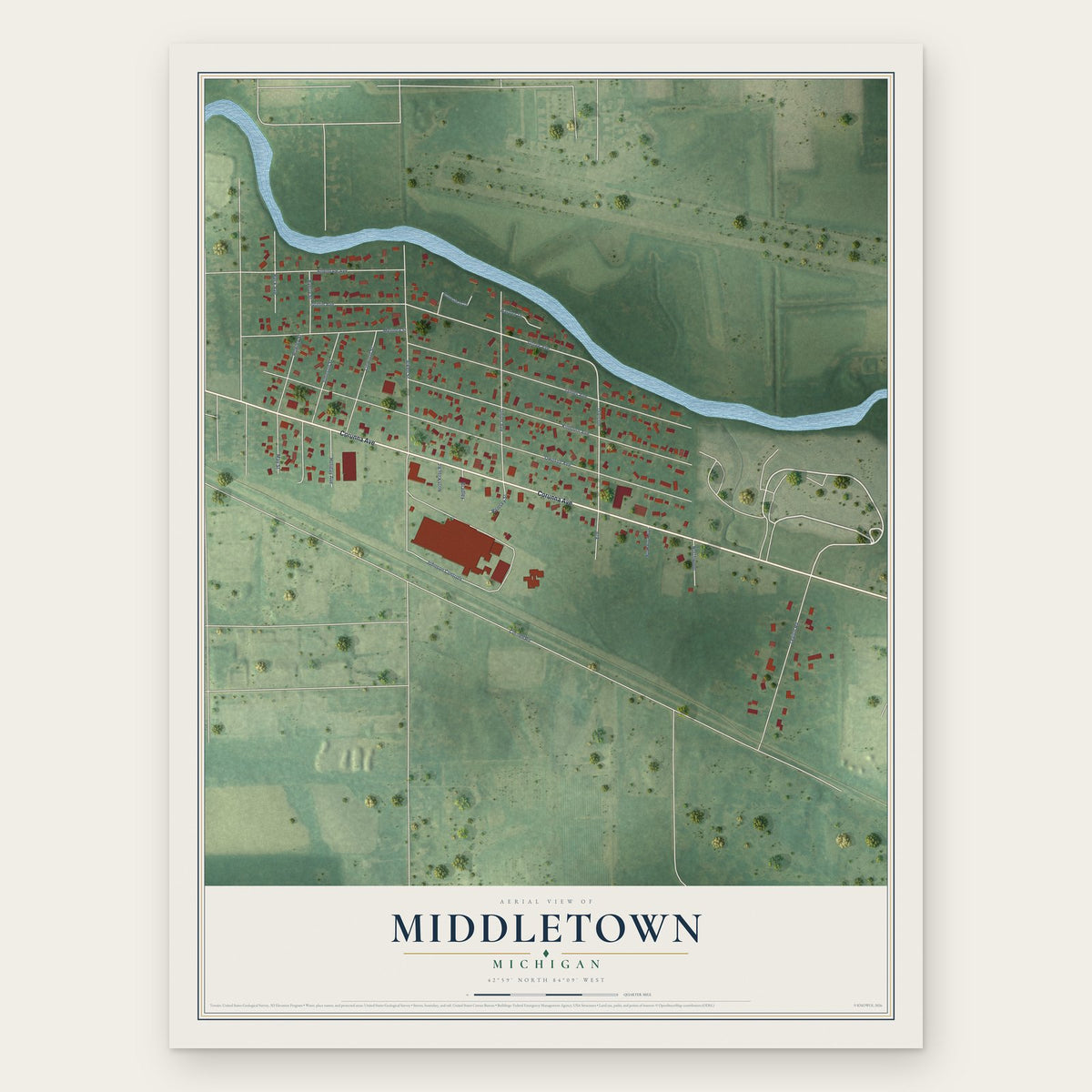 Middletown, Michigan map print, the full design