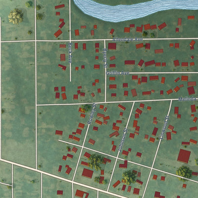 Close-up of the map of Middletown, Michigan print showing street and building detail