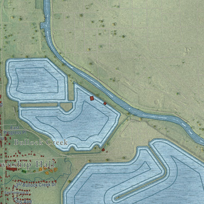 Close-up of the map of Midland, Midland County, Michigan print showing street and building detail