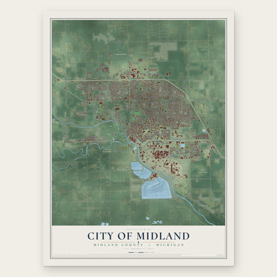 Midland, Michigan map print, the full design
