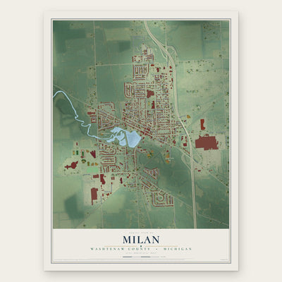 Milan, Washtenaw County, Michigan map print, the full design
