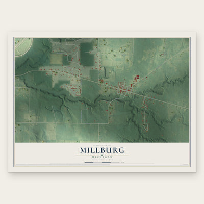 Millburg, Michigan map print, the full design