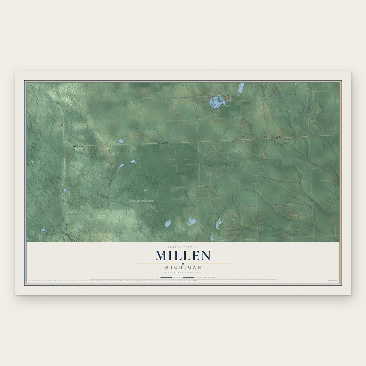 Millen, Michigan map print, the full design