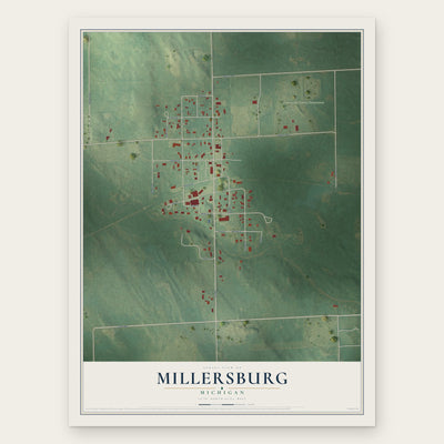 Millersburg, Michigan map print, the full design