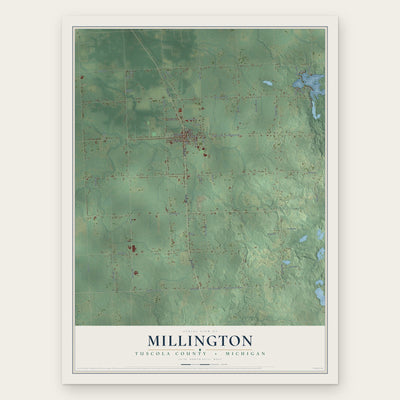 Millington, Tuscola County, Michigan map print, the full design