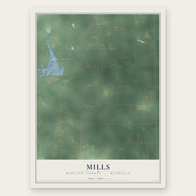 Mills, Midland County, Michigan map print, the full design