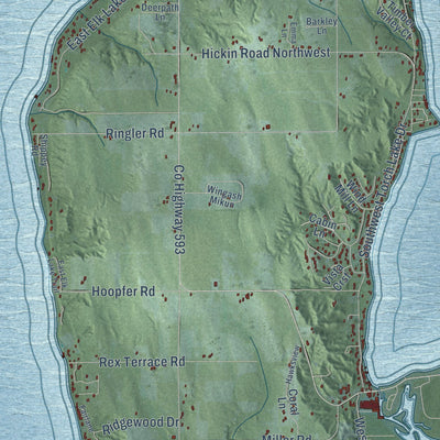 Close-up of the map of Milton, Antrim County, Michigan print showing street and building detail