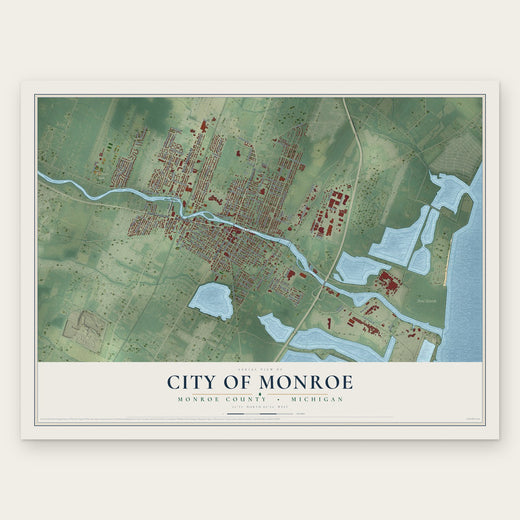 Monroe, Michigan map print, the full design