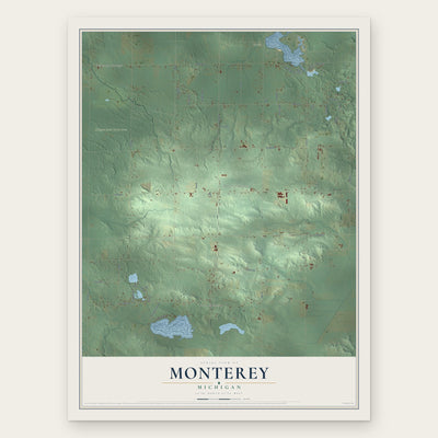 Monterey, Michigan map print, the full design