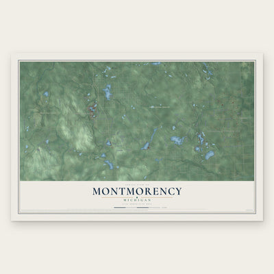 Montmorency, Michigan map print, the full design